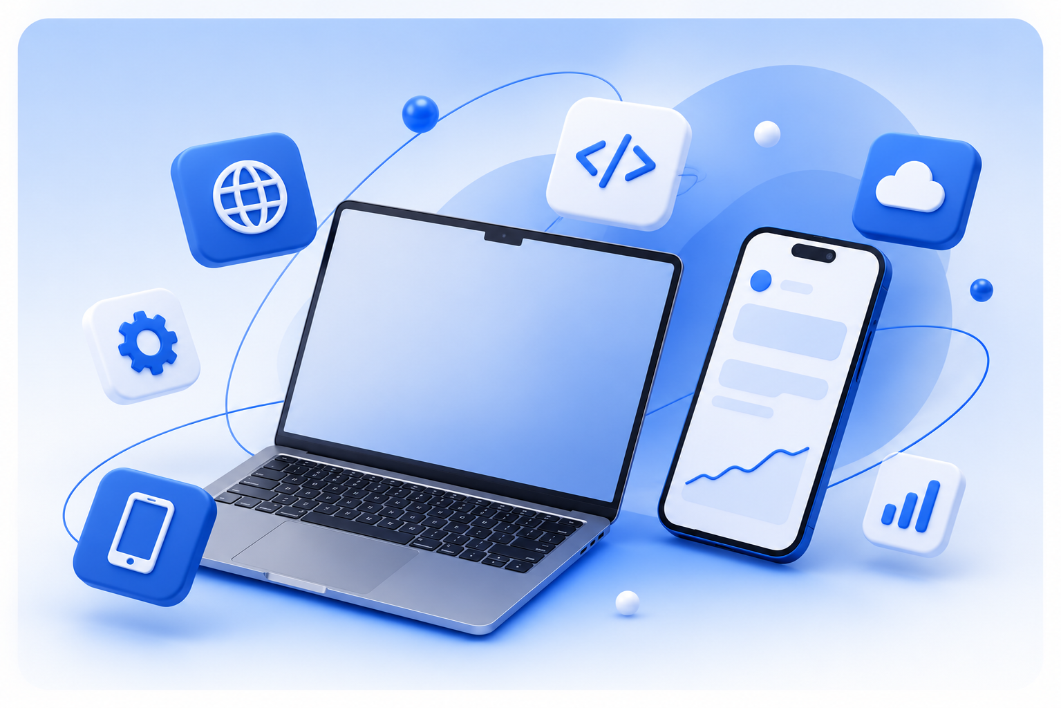 Mockup de sistemas em notebook e celular